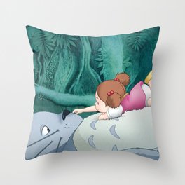 Mei on Totoro’s Fluffy Tummy Throw Pillow