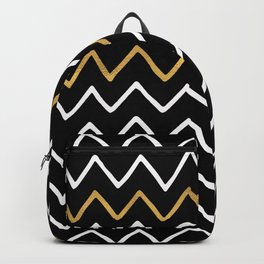 Writing Exercise - Simple Zig Zag Pattern- White Gold on Black - Mix & Match Backpack