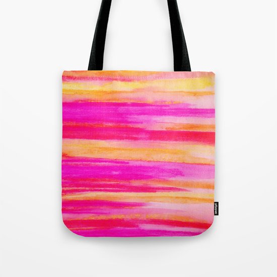 Welcome to Funky Town - Disco Inferno Dance Party Bold Rainbow Stripes Abstract Watercolor Painting Tote Bag