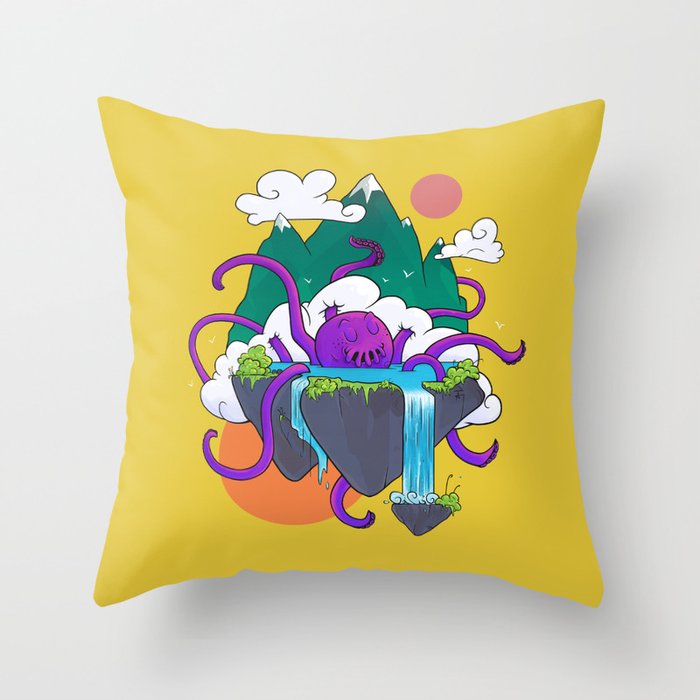 Kraken Soup - Yellow Throw Pillow