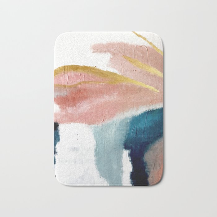 Exhale: a pretty, minimal, acrylic piece in pinks, blues, and gold Bath Mats