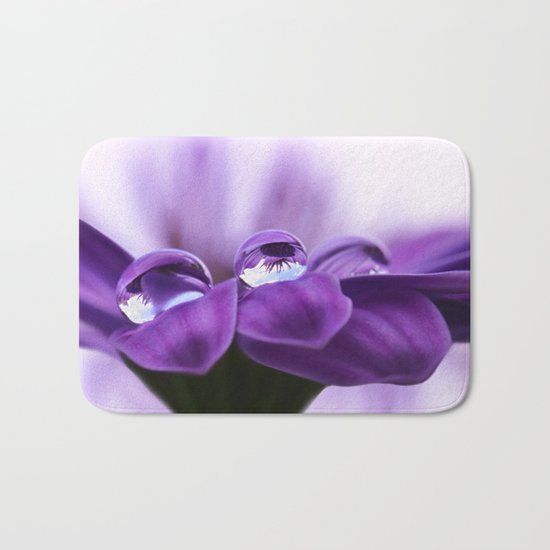 Violet flower with drops 262 Bath Mat