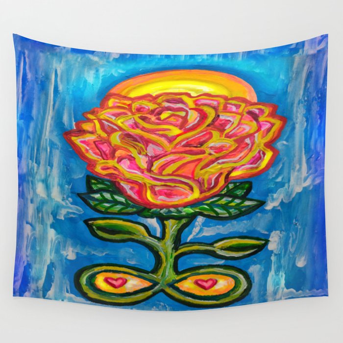 Infinity Blooming Rose Flower of Love Wall Tapestry