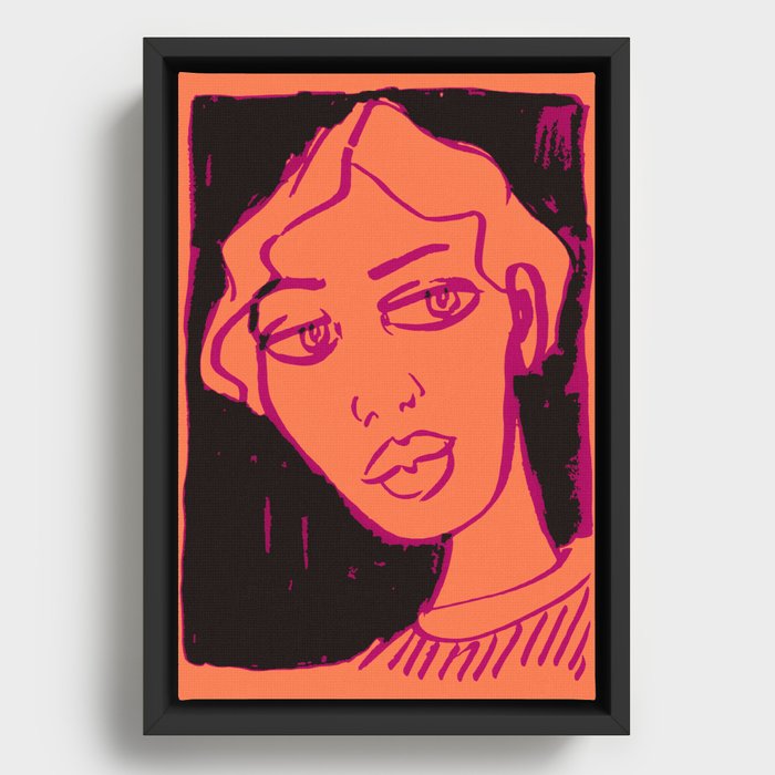 Orange twinkle woman Framed Canvas