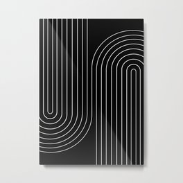 Minimal Line Curvature II Metal Print | Contemporary, Curated, Black and White, Sleek, Mid Century, Midcentury, Minimal, Stripes, Minimalism, Black And White 