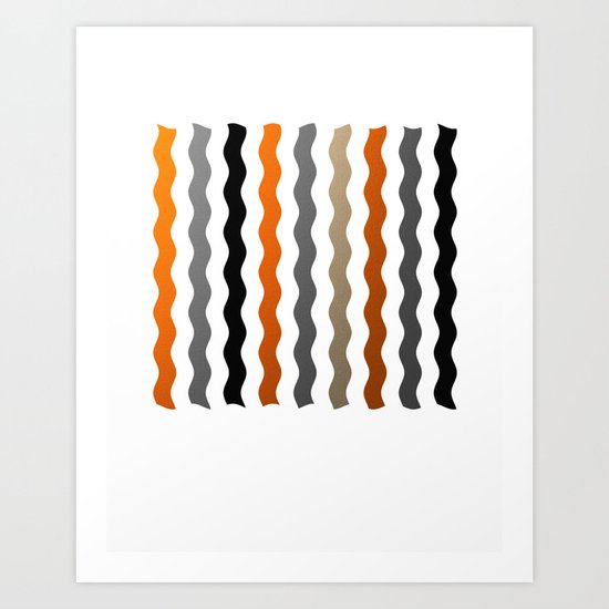 Vertical Waves - Metallic Gold, Silver and Black Vertical Wavy Stripes Art Print