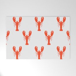 Seamless vintage tropical marine pattern background of lobster silhouette on white background. Abstract geometric texture.  Welcome Mat