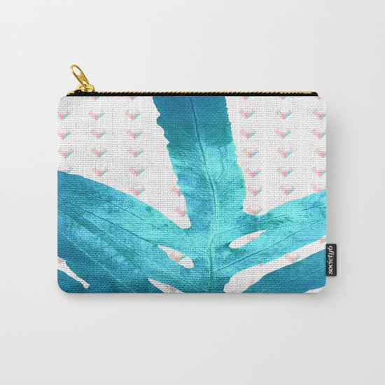 Pantone Rose Quartz Pink Fern Inverted Ice Blue Diamond Carry-All Pouch