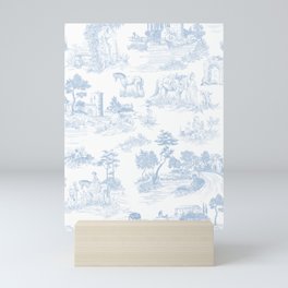 Toile de Jouy Vintage French Soft Baby Blue White Pastoral Pattern Mini Art Print