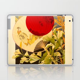 Japanese Ginkgo Hand Fan Vintage Illustration Laptop & iPad Skin