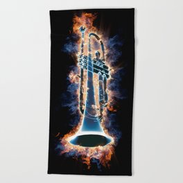 Fire trumpet in concert Beach Towel