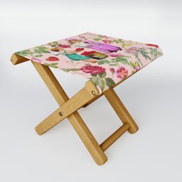 Cupid dealing the hearts in the pink rose garden  Folding Stool