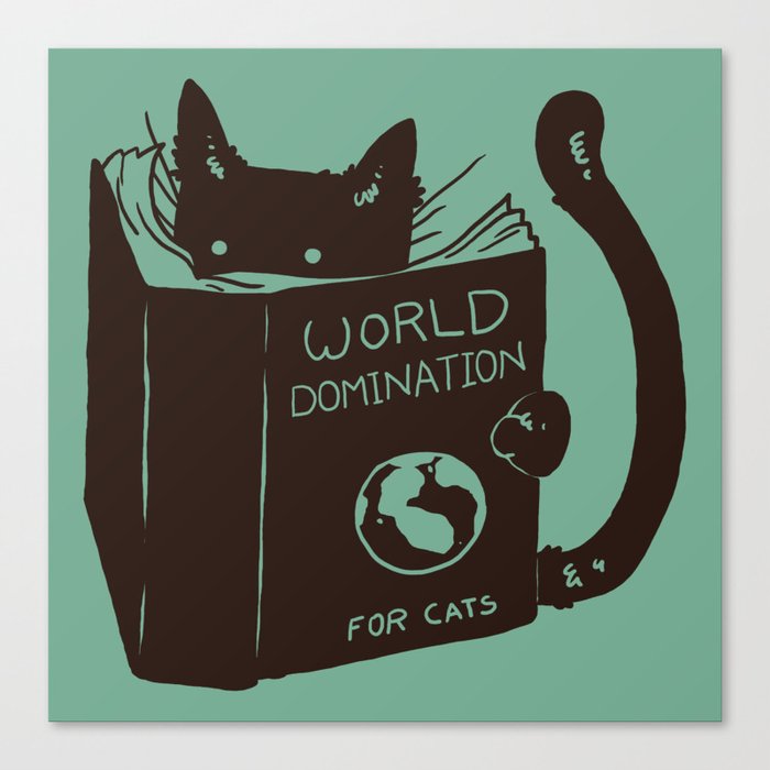 World Domination for Cats (Green) Canvas Print