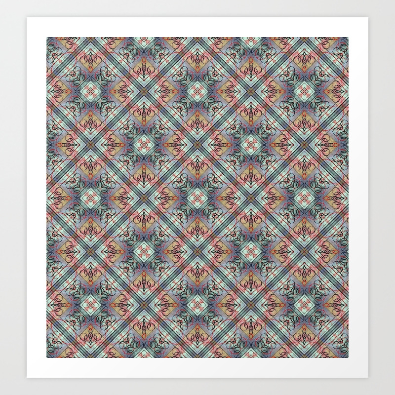 Mosaic Tiled Fine Line Abstract Homedecor Art Print By Artaddiction45 Society6