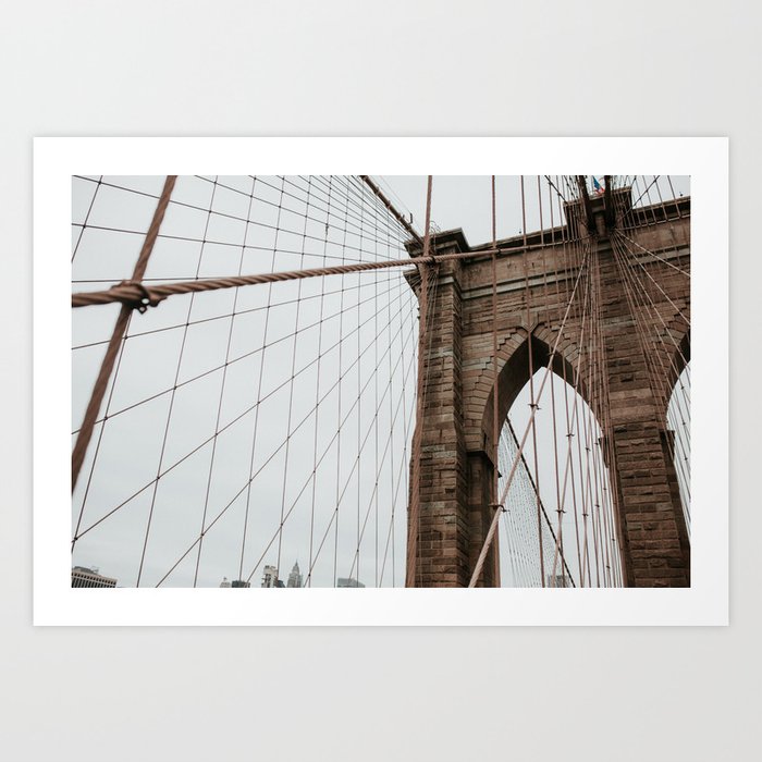 Brooklyn Bridge close up | Colourful Travel Photography | New York City, America (USA) Art Print