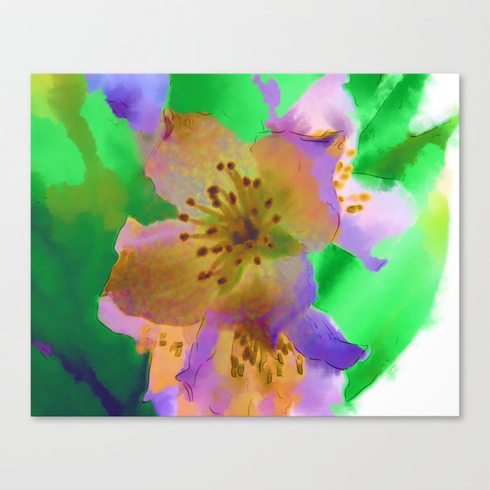 Purple Flowers - Watercolour Painting Canvas Print