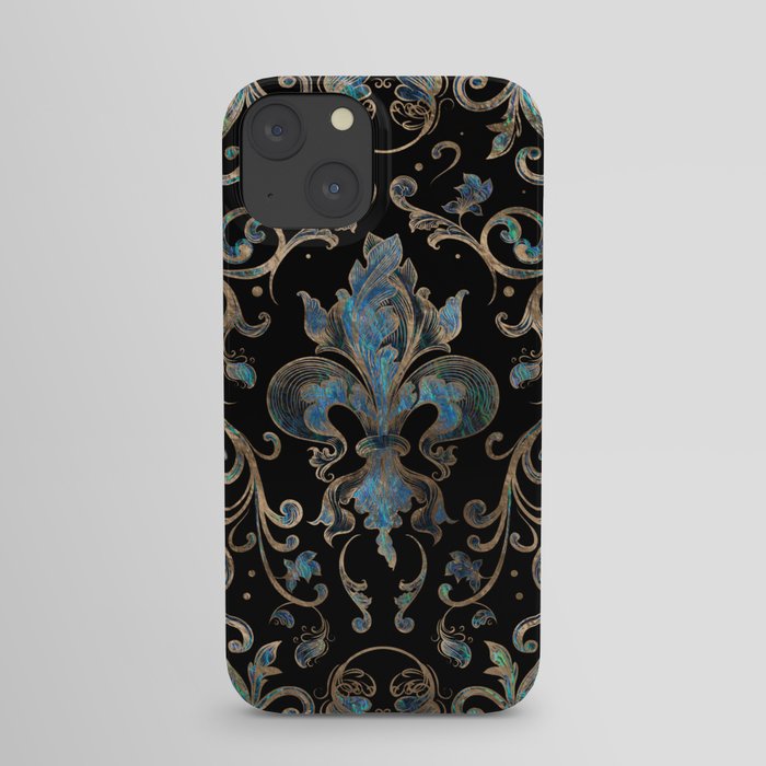 Fleur-de-lis ornament Abalone Shell and Gold iPhone Case