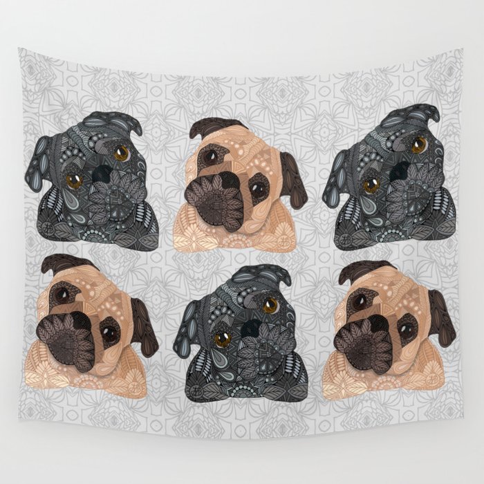 Pug Pattern Wall Tapestry