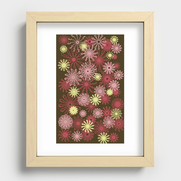 Multi-colored flowers on a brown background Recessed Framed Print