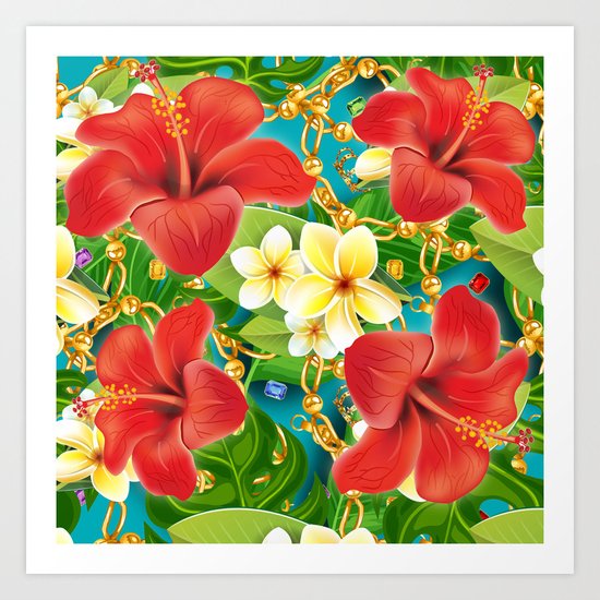 tropical color party Art Print