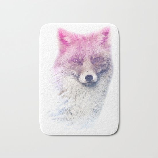 FOX SUPERIMPOSED WATERCOLOR Bath Mat
