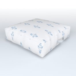 Blue and White Leaf Stripe Outdoor Floor Cushion
