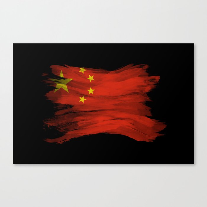China flag brush stroke, national flag Canvas Print