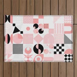 Abstract geometric vintage pattern made with simple shapes and bright and vivid colors. Geometrical composition Outdoor Rug