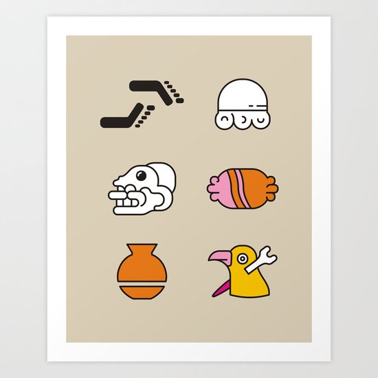 AZTEC~Nahuatl Glyphs Art Print