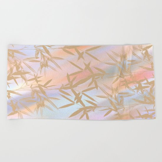 Floating Golden Leaves Abstract Beach Towel