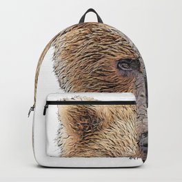 Bear Face Furry Brown Long Nose Sticker Mammal Backpack | Furry, Fur, Carnivore, Mammal, Wildlife, Brownbear, Head, Long, Snout, Animal 