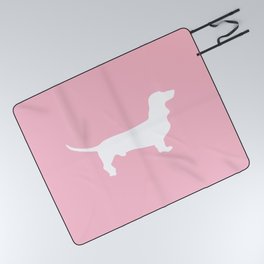 Pink Dachshund Silhouette Pattern Picnic Blanket