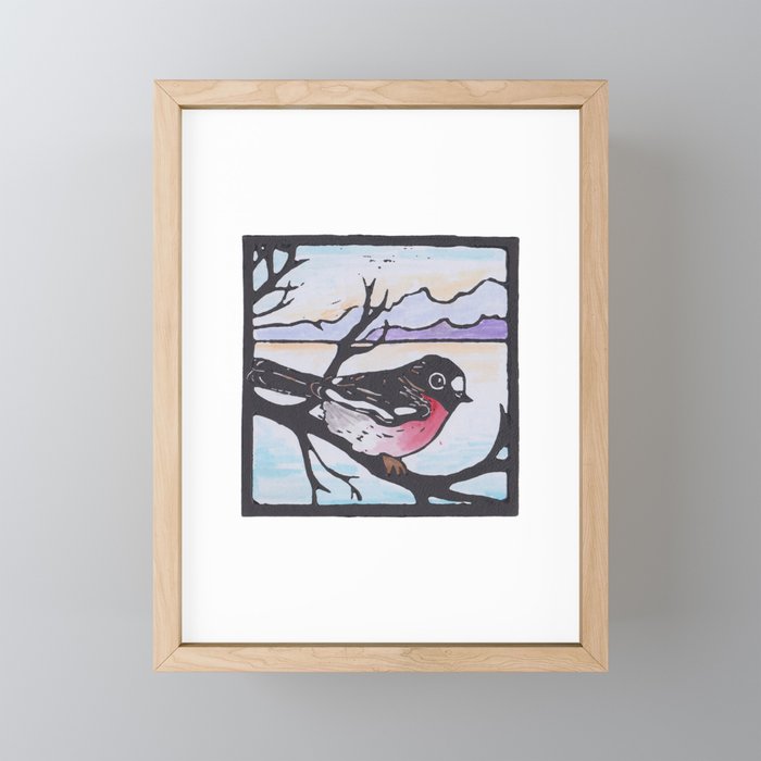 Scarlet Robin Framed Mini Art Print