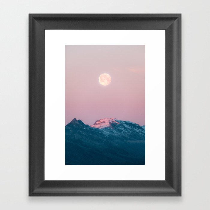 Moon and the Mountains – Landscape Photography Framed Art Print