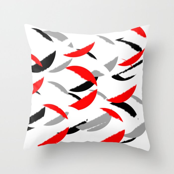 Black White Red Grey Abstract Minimal Pattern Throw Pillow By