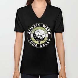 Always Wash Your Balls Funny Golf V Neck T Shirt