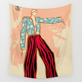 NEW YEAR DANCE Wall Tapestry | Festive, Floral, Pattern, Party, Dancing, Vintage, Pop Art, Queen, Pastel, Woman 