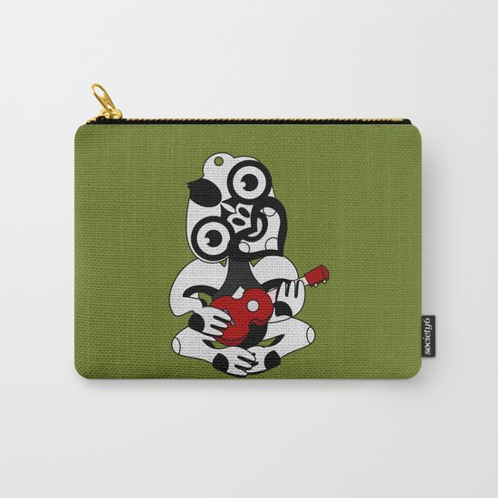 Black and Grey Hei Tiki playing a Ukulele Carry-All Pouch