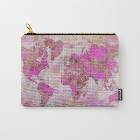 World Map Violet Carry-All Pouch