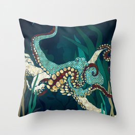 Metallic Octopus V Throw Pillow