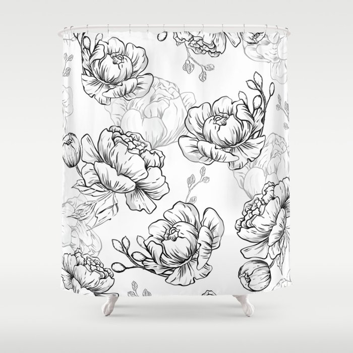 Peony floral pattern Shower Curtain
