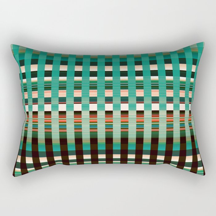 Forest Essence: Pine Green and Earthy Brown Plaid Rectangular Pillow