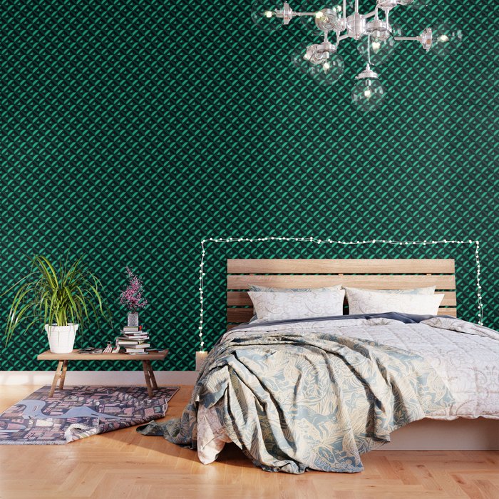 Concrete Wall Emerald Green Wallpaper By Ratherswell Society6