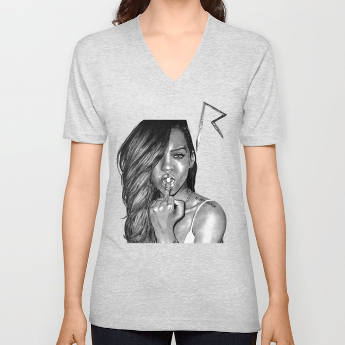 RnB queen Rihanna. V Neck T Shirt