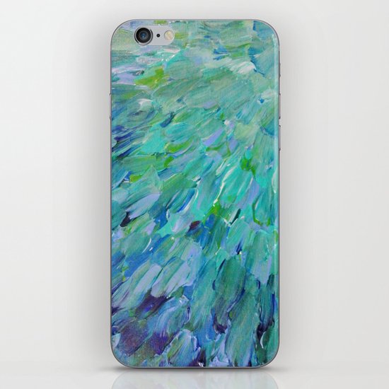SEA SCALES - Beautiful Ocean Theme Peacock Feathers Mermaid Fins Waves Blue Teal Color Abstract iPhone & iPod Skin