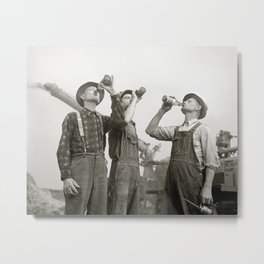 Farmers Drinking Beer, 1941. Vintage Photo Metal Print | Brewery, Black And White, Vintage, Famer, 1940S, Homebrewing, Farm, Photo, Farming, Antique 