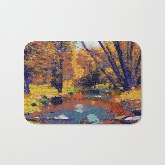 Autumn pond in the park Bath Mat