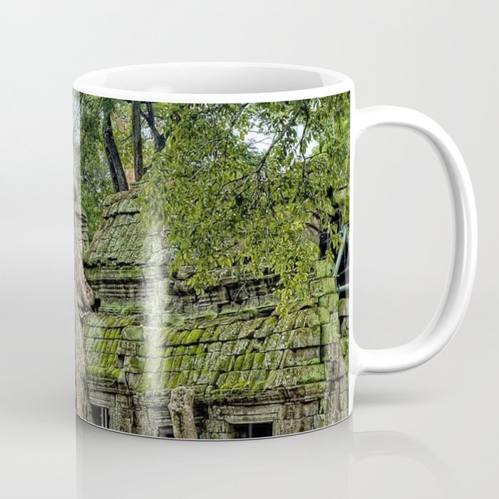 Ruins of Angkor Wat Temple Being Overgrown by Ancient Roots of Banyan Tree Coffee Mug