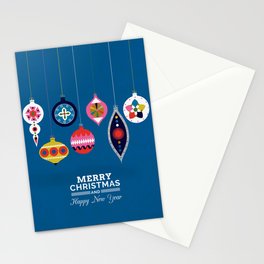 Retro Christmas Baubles on a dark background Stationery Card