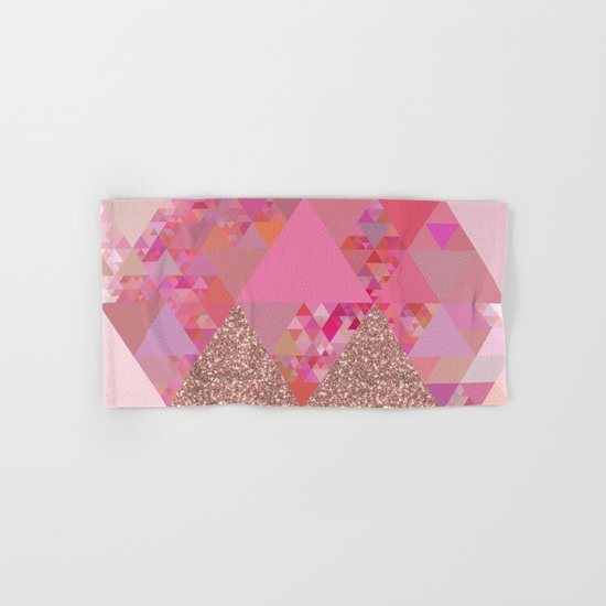 Triangles in glittering pink- glitter triangle pattern Hand & Bath Towel